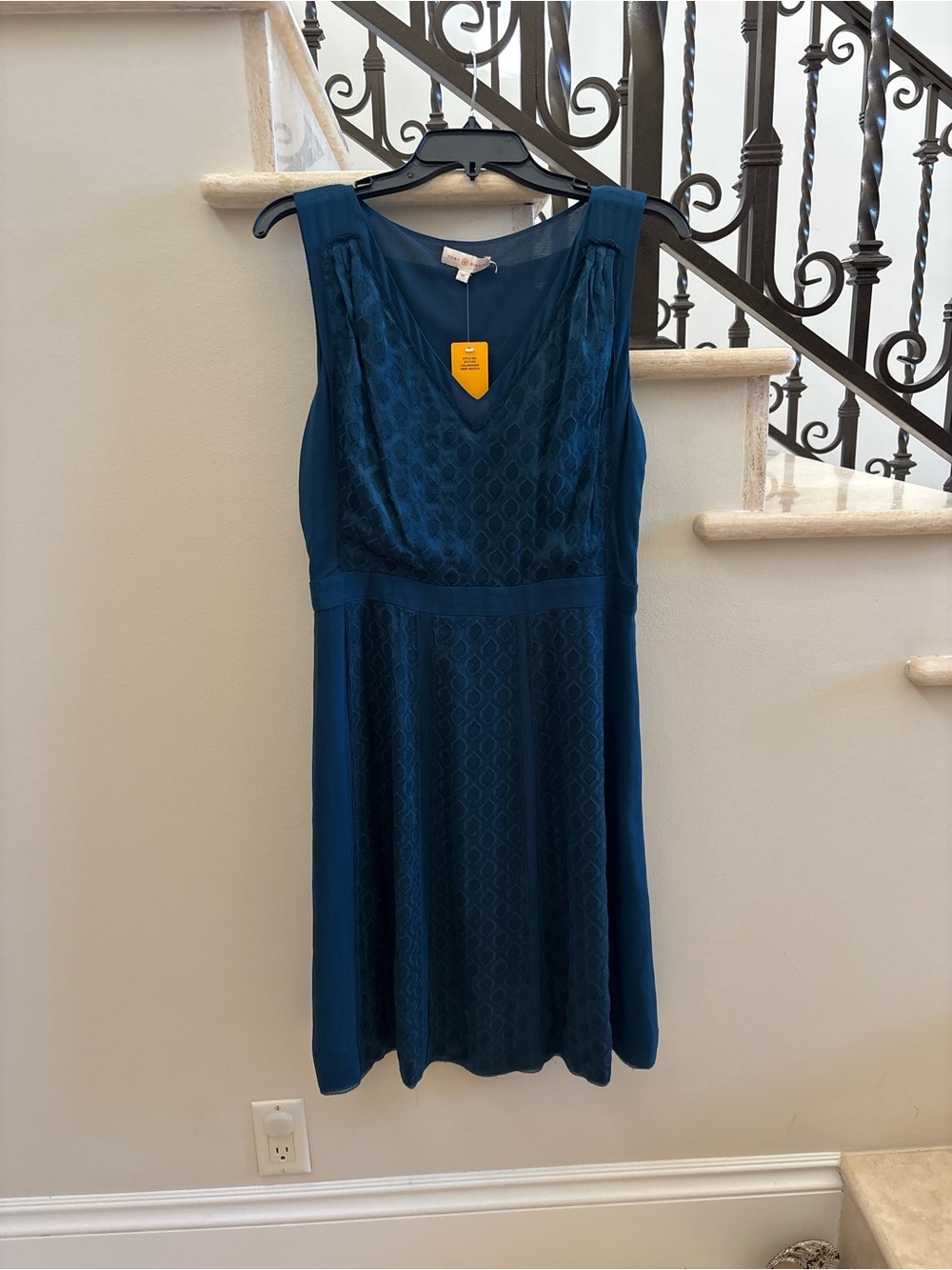 Tory Burch Teal Sleeveless V-Neck Midi Dress